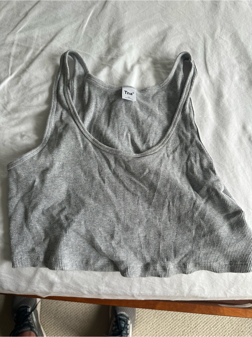 TNA Ribbed Cropped Tank Top in Light Gray